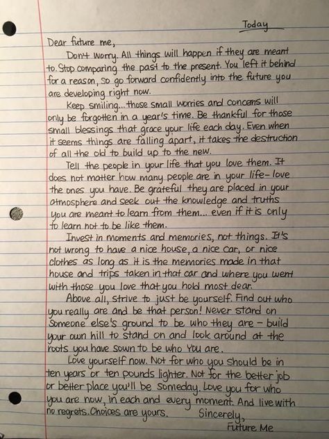 Advice For Future Self, Good Things To Write In A Journal, A Letter For My Future Self, Future Letters To Self, Things To Write Down In Your Journal, Writing Feelings Down, Daily Journal Quotes, To Future Self, What To Write In My Journal Ideas