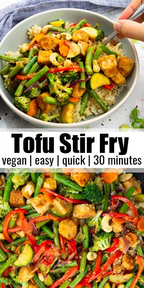 Healthy Vegan Stir Fry, Healthy Vegan Stir Fry Recipes, Vegan Veggie Stir Fry, Tofu Stir Fry Frozen Veggies, Easy Vegetarian Stir Fry, Vegetarian Stirfry Ideas, Shrimp Tofu Stir Fry, Wfpb Stir Fry, Veggie And Tofu Stir Fry