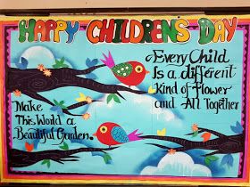 Art ,Craft ideas and bulletin boards for elementary schools: Children's day Bulletin board , Happy Children's Day Children's Day School, Bulletin Boards For Elementary, Children's Day Activities, Soft Board Decoration, Display Boards For School, Boards For School, Children's Day Poster, Creative Ideas For Kids, Soft Board