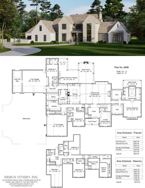 Plan #6906 | Design Studio Texas Floor Plans, House Plans 3500 Sq Ft Layout, Floor Plans With Stairs In Foyer, House Plans 6 Bedrooms 2 Story, Modern Farmhouse Floorplan 2 Story, Main Floor Master House Plans, Six Bedroom House Plans, Big House Layout, Mansion Floor Plan Bloxburg