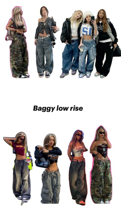 baggy low rise jeans and camo cargo Outfit Ideas Baggy Cargo Pants, Light Blue Baggy Ripped Jeans Outfit, Low Waisted Baggy Jeans Outfit, Baggy Low Rise Jeans Outfit, Low Rise Cargo Pants Outfit, Outfits With Low Rise Jeans, Baggy Ripped Jeans Outfit, Baggy Pants Style, Low Rise Baggy Pants