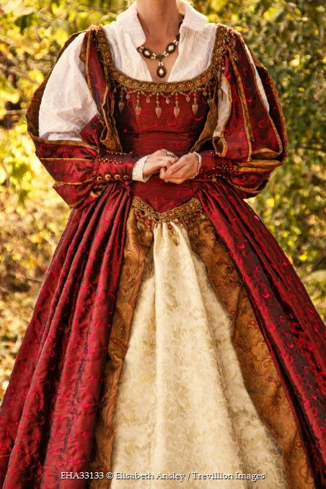 Elisabeth Ansley - TUDOR WOMAN IN RED OUTDOORS - People - Women Tudor Fashion, Historical Clothes, Tudor Era, Woman In Red, Fest Outfits, Historic Clothing, Color Reference, Medieval Costume, Old Dresses