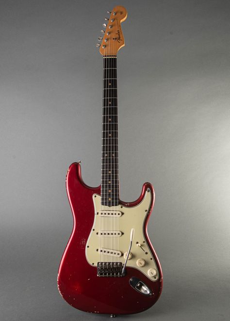 Fender Stratocaster 1964, Candy Apple Red | Carter Vintage Guitars Electric Guitar Fender Stratocaster, Cherry Red Guitar Aesthetic, Vintage Stratocaster, Punk Moodboard, Guitar Wallpaper, Kat Stratford, Retro Guitar, Candy Apple Red Stratocaster, 80s Clothes