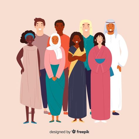 Group of people from different races Fre... | Free Vector #Freepik #freevector #people Human Rights Day, Different Races, Create Logo, Racing Art, Cultural Differences, Group Of People, Cultural Diversity, Cartoon Drawing, People Illustration