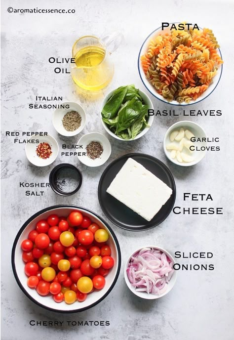 Pasta Feta Salad, Viral Feta Pasta Recipe, Viral Feta Pasta, Tomato Feta Pasta Bake, Feta Baked Pasta, Tiktok Pasta Feta, Veggie Snack Ideas, Feta Pasta Recipes, Tomato And Feta Pasta