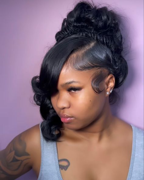 Sleek Ponytail Hairstyles, Frontal Wig Hairstyles, Birthday Hairstyles, Quick Weave Hairstyles, Frontal Hairstyles, Pretty Braided Hairstyles, Prom Inspo, Dope Hairstyles, Slick Hairstyles