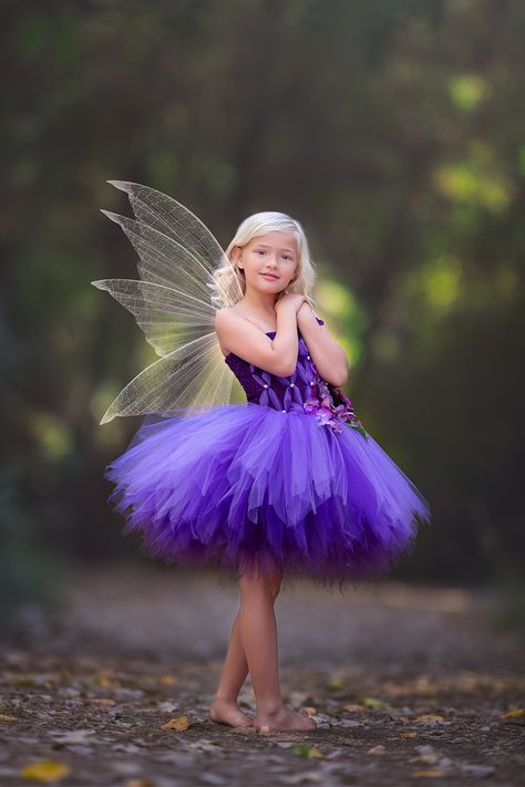 Fairy Princess Dress For Kids, Fairy Costume Simple, Fairy Costumes For Kids, Fairy Photoshoot Kids, Fairy Princess Photoshoot, Fairy Dress Kids, Fairytale Party Theme, Purple Fairy Costume, Girls Fairy Dress