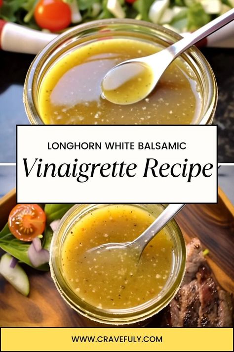 Longhorn White Balsamic Vinaigrette Recipe White Balsamic Vinaigrette Longhorn, Longhorn White Balsamic Dressing, Copycat Longhorn White Balsamic Dressing, Oregano Vinaigrette Recipe, White Balsamic Vinaigrette Dressing, Longhorn Copycat Recipes, Vinegar Dressing Recipe, Olive Oil Salad Dressing, Garden Salad Dressing