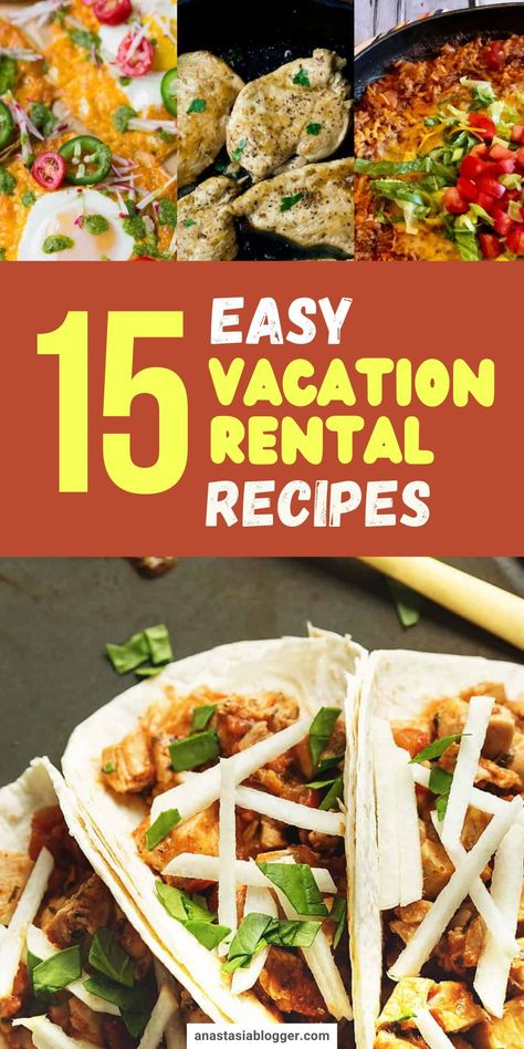 With summertime comes tons of vacation trips and staying outdoors. I have here 15 quick and easy meals to cook in your vacation rental. #summer #summerrecipes #mealprep Vacation Rental Meals, Cheap Camping Meals, Airbnb Beach House, East Meals, Easy Vacation Meals, Cheap Paleo Meals, Easy Meals To Cook, Instant Pot Spaghetti Recipe, Cheap Vegetarian Meals