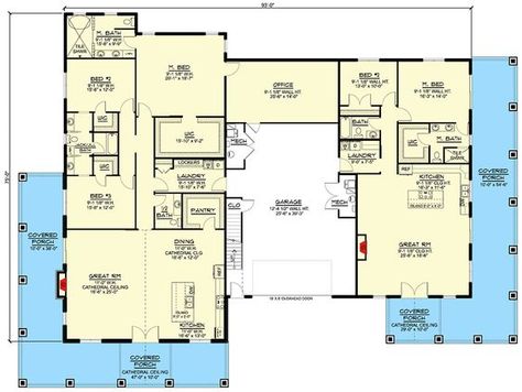 Floor Plans With 2 Offices, Barndominium With Theater Room, Building Onto A House, Breezeway Connecting Guest House, Barndominium Multifamily, Floor Plan With Greenhouse, Office Off Living Room French Doors, Barndominium With Mother In Law Quarters, Floor Plans With Guest House