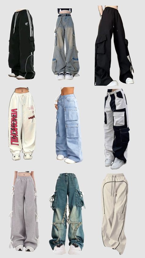 cute baggy pants Womens Baggy Pants, Drawing Of Cargo Pants, Clothing Styles Baggy, Baggy Y2k Cargo Pants, Outfit Ideas For School Baggy, Baggy Pants Reference, Baggy Outfits Ideas, How To Style Baggy Pants, Baggy Outfit Ideas For Women