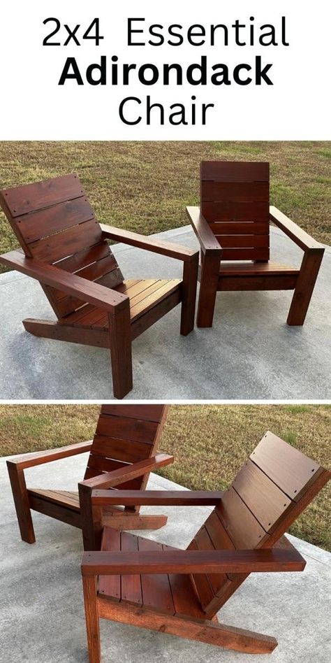 Wood Side Table Diy, Woodworking Outdoor Furniture, Outdoor Chairs Diy, Adirondack Chairs Diy, Wood Chair Diy, Rustic Outdoor Furniture, Adirondack Chair Plans Free, Modern Adirondack Chair, Adirondack Chair Plans