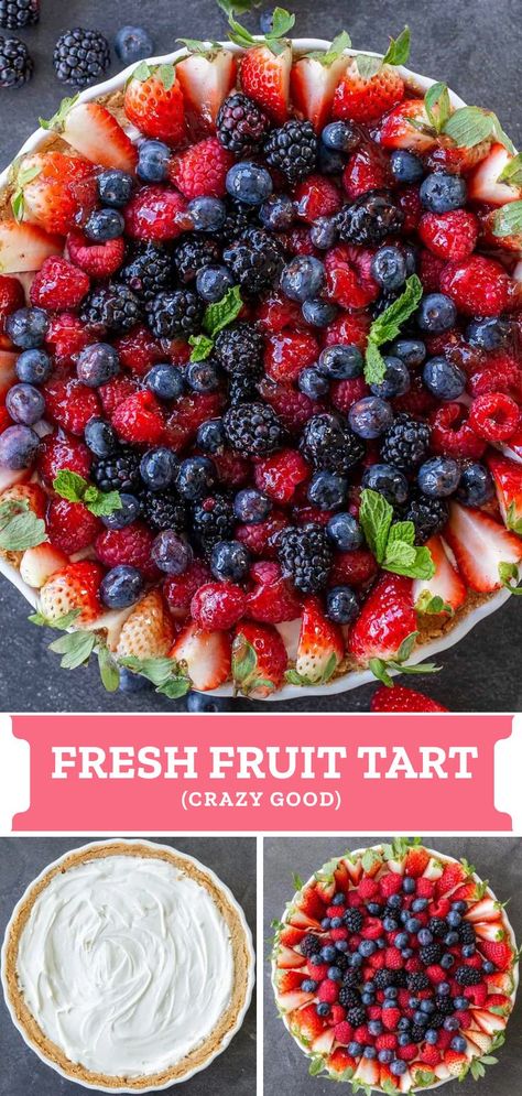 Fruit Desert Ideas Healthy, Yogurt Tart Recipe, Fruit Tart Dessert, Fresh Fruit Dessert Ideas, Desserts With Fresh Fruit, Dessert With Fresh Fruit, Fruit Cream Pie, Tart Recipes Fruit, Cream Cheese Fruit Pie