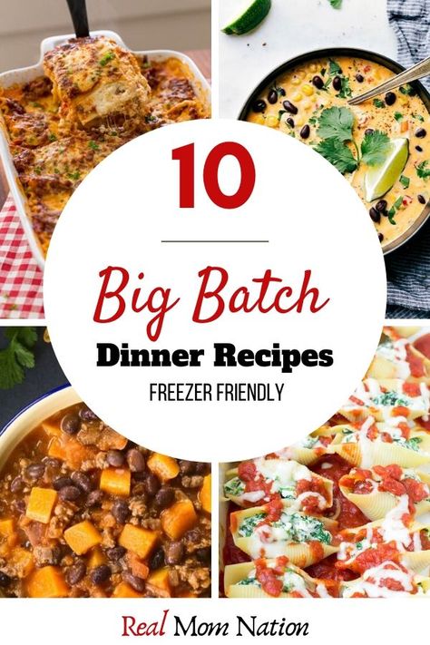 Batch Dinner Recipes, Family Vegetarian Meals, Batch Cooking Recipes, Batch Meals, Meals Vegetarian, Big Family Meals, Big Family Dinner, Freezable Meals, Large Family Meals