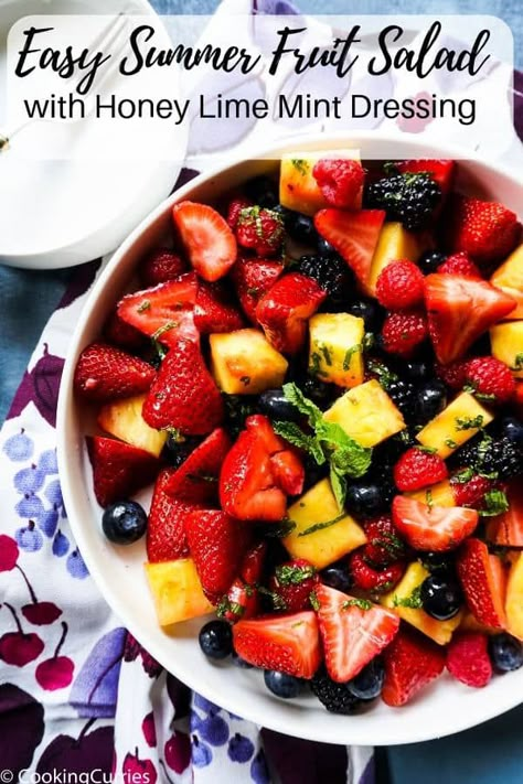 Deli Dressing, Fruit Salad With Honey, Fruit Dressing, Mint Dressing, Summer Fruit Salad, Cooking Curry, Honey Lime Dressing, Dressing For Fruit Salad, Salad Summer