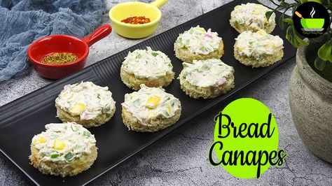 Bread Canapes | Canapes Recipe | Fireless Cooking | Cooking Without Fire For School Competition Fireless Cooking Ideas For Competition, Cooking Without Fire Competition, Fire Less Cooking Recipes, Sketches For Sketchbook, Food Without Fire, Fireless Cooking, Fire Recipes, Cooking Recipes For Kids, Canapes Recipes