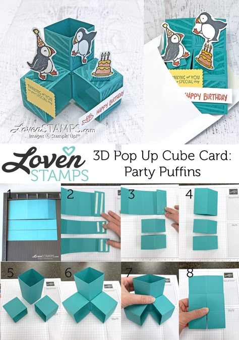 Pop Up Cube Cards Tutorial, Pop Up Cube Card, Pop Cubes, Box Cards Tutorial, Pop Up Card Templates, Halloween Crafting, Fancy Fold Card Tutorials, Pop Up Box Cards, Snowflake Cards