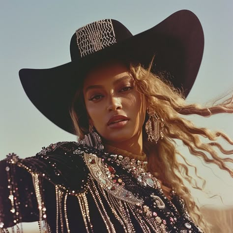 Rodeo Photoshoot Black Women, Rhinestone Halloween Costume, Cowgirl Street Style, Beyoncé Country Outfit, Beyonce Cowgirl Outfits, Burlesque Cowgirl, Black Cowgirl Photoshoot, Beyonce Cowboy Outfit, Beyonce Rodeo