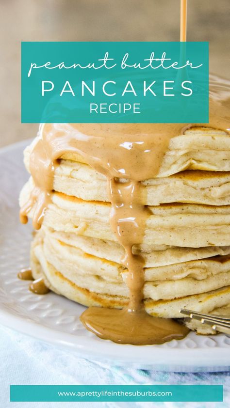 These Peanut Butter Pancakes are soft, fluffy and peanut buttery! Serve with warm drizzled peanut butter and jam. So good. Peanut Butter Pancake Recipe, Peanut Butter Pancakes, Freeze Pancakes, Butter Pancakes, Hot Cake, Sourdough Pancakes, Peanut Butter Sauce, Pretty Life, Best Peanut Butter