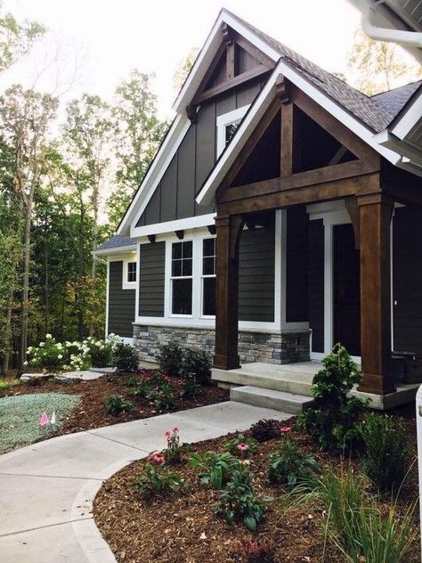 Siding Ideas Exterior Square House, Redoing Outside Of House, Sherwin William Exteriors, Lap Siding Exterior Colors, Exterior Farmhouse Remodel, Exteriors With White Windows, Board And Batten Siding Colors Exterior Design, Exterior House Colors Behr, Camp Exterior