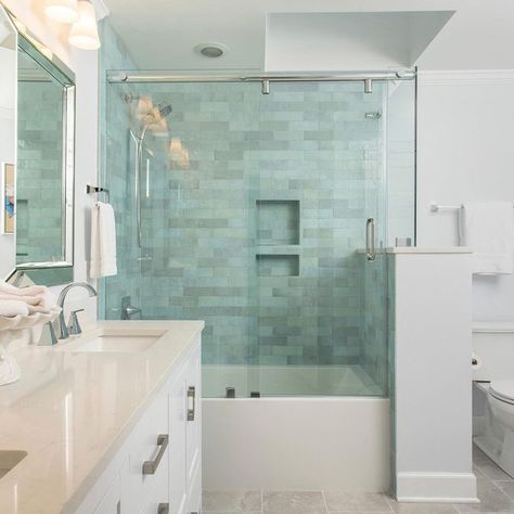 8 Bathtub and Shower Combo Ideas | The Family Handyman Soaker Tub Shower Combo, Shower Combo Ideas, Shower Bath Combo, Soaking Tub Shower Combo, Small Bathroom With Tub, Bathroom Tub Shower Combo, Walk In Shower Ideas, Cactus Gardens, Bathtub Shower Combo