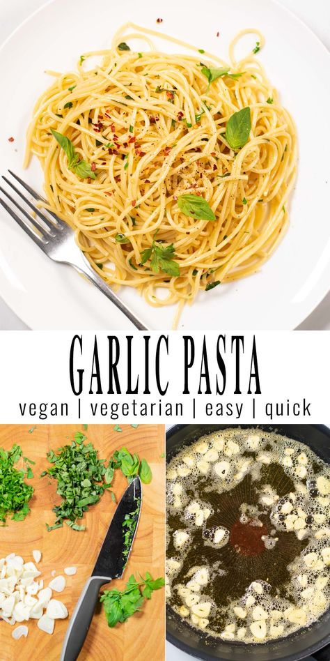 Vegan Garlic Butter Pasta, Garlic Based Recipes, Vegan Garlic Noodles, Daniel Fast Pasta Recipes, Basil Garlic Pasta, Vegan Garlic Pasta, Simple Vegan Pasta, Garlic Pasta Recipe, Delicious Vegan Meals