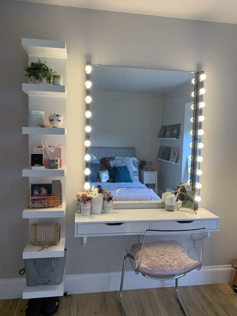 Ikea Bedroom Teenage Girl, Bedroom Idea For Teenage Girl, Makeup Bedroom Ideas, Door Mirror Ideas Decor Bedroom, Teenage Room Inspiration, Bedrooms Ideas For Teenage Girl, Bedroom Inspirations Vanity, Bedroom Decor Ideas For Teenage Girl, Ikea Teenage Room