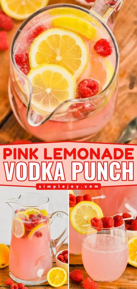 Simple Pink Alcoholic Drinks, Pink Lemonade Margarita Recipe, Pink Sparkly Cocktail, Pink Cocktails Easy, Pink Party Punch Non Alcoholic, Pink Liquor Drinks, Girly Drinks Alcohol Girl Night, Pink Alcoholic Drink, Punch Alcohol Recipes Party