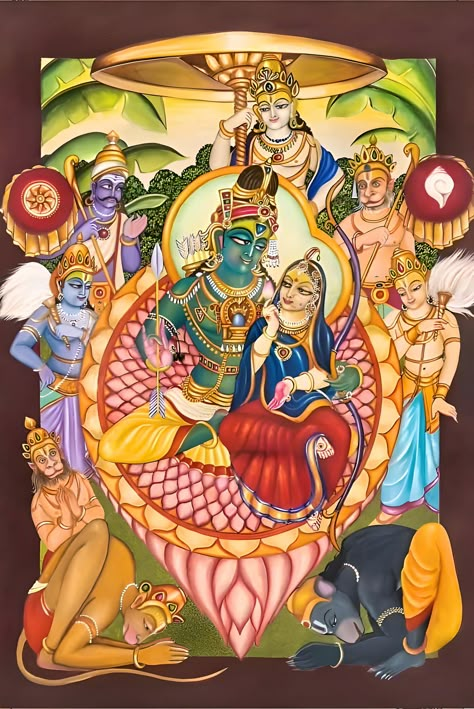 God Painting, Buddhist Art Drawing, Ram Sita, Lord Ram, Sri Ram, Lord Rama Images, God Photos, Sita Ram, Kerala Mural Painting