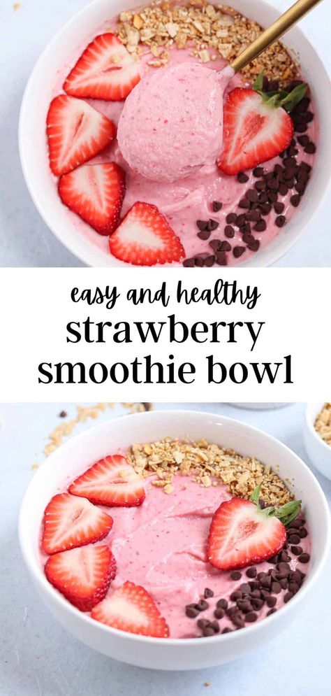 Frozen Berry Smoothie Bowl, Healthy Breakfast Ideas With Strawberries, Smoothie Bowl Flavors, Ninja Creami Healthy Smoothie Bowl, Greek Yogurt Smoothie Bowls, Greek Yogurt And Berries, Simple Smoothie Bowl Recipe, Strawberry Greek Yogurt Smoothie, Smoothie Bowl Recipe Ninja Creami