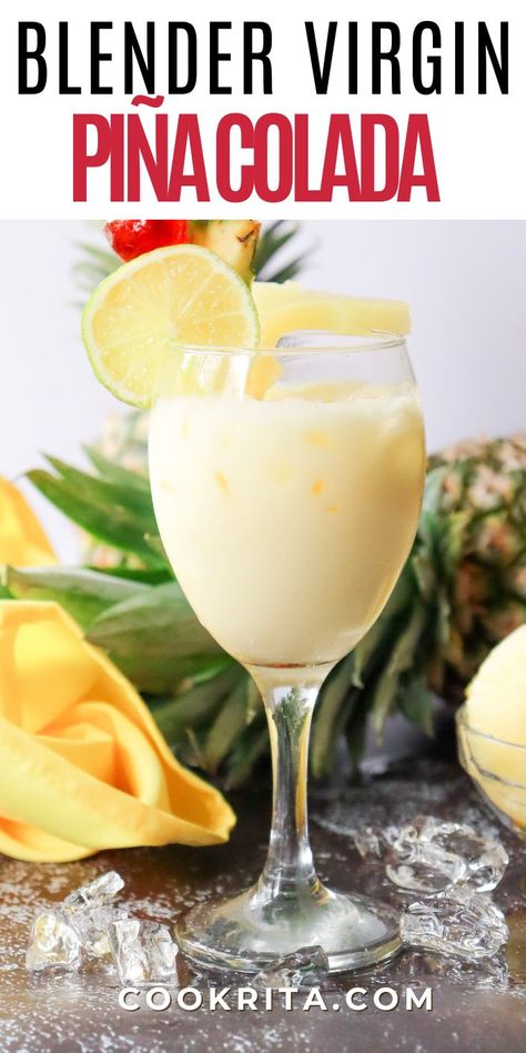 Refreshing virgin piña colada mocktail recipe with pineapple, coconut milk, and lime. Perfect non-alcoholic tropical drink for all ages! Best Pina Colada Recipe Non Alcoholic, Easy Pina Colada Recipe Non Alcoholic, Pina Colada Non Alcoholic, Non Alcoholic Pina Colada Recipe, Pina Colada Recipe Non Alcoholic, Virgin Piña Colada, Mocktail Easy, Healthy Pina Colada, Recipe With Pineapple