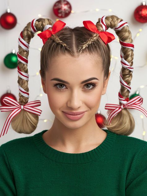 ##WinterHoodiesFashion #HoodieStyle #ColdWeatherStyle #TrendyWinterWear  #FashionInTheCold Candy Cane Hairstyles For Kids, Christmas Hair Kids, Christmas Updo Party Hair, Hairstyles For Women Braids, Christmas Updo, Christmas Hairstyles For Short Hair, Christmas Hairstyles For Long Hair, Crazy Christmas Hairstyles, Christmas Braids