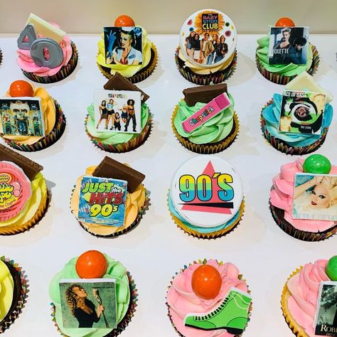 90s Themed Cupcakes, 90s Cupcakes, 90s Theme Cake, 90s 30th Birthday Cake, 90s Birthday Cupcakes, 90s Themed 30th Birthday Party Cake, 40th Birthday 90's Theme, 40th Bday Cupcakes, 90s Themed 30th Birthday Party Invite