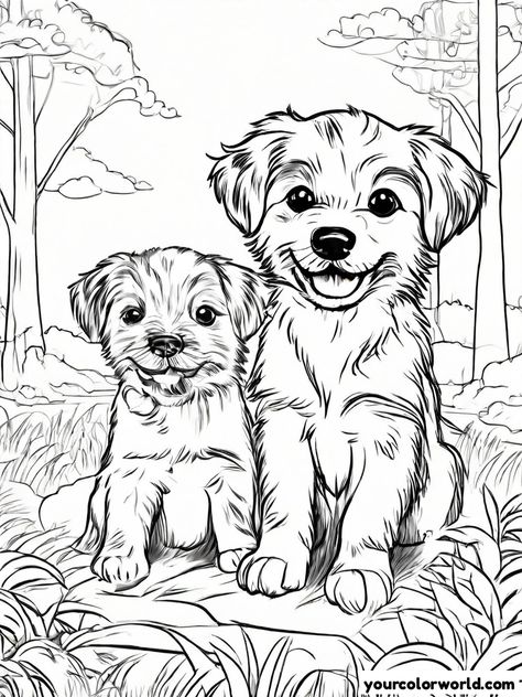 Sunny Park Puppies Coloring Page - Free Printable Coloring Page Puppy Coloring Pages, Dinosaur Printables, Star Coloring Pages, Dinosaur Coloring Pages, Dinosaur Coloring, Disney Ariel, Pumpkin Colors, Colorful Fish, Free Printable Coloring