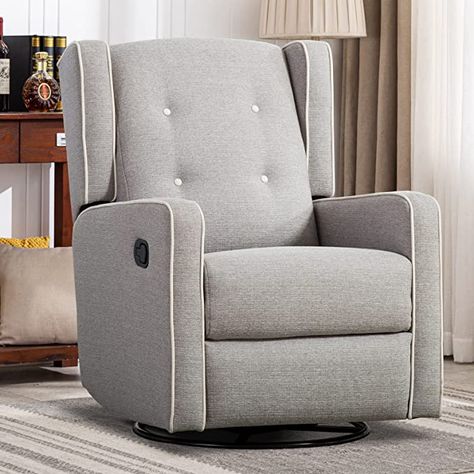 CANMOV Swivel Rocker Recliner Chair, Rocking Chair Nursery Glider Recliner, Manual Glider Chair for Nursery (Gray) Nursery Rocking Chair Glider, Nursery Gray, Chair For Nursery, Chair Nursery, Rocker Recliner Chair, Manual Recliner Chair, Swivel Rocking Chair, Swivel Rocker Recliner Chair, Rocking Chair Nursery