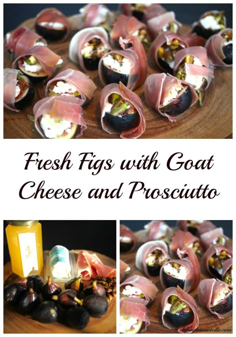 Figs With Cheese, Prociutto Appetizers, Goth Picnic, Goat Cheese And Prosciutto, Figs With Goat Cheese, Fig Appetizer, Prosciutto Appetizer, Lemon Coconut Bars, Wine Appetizers