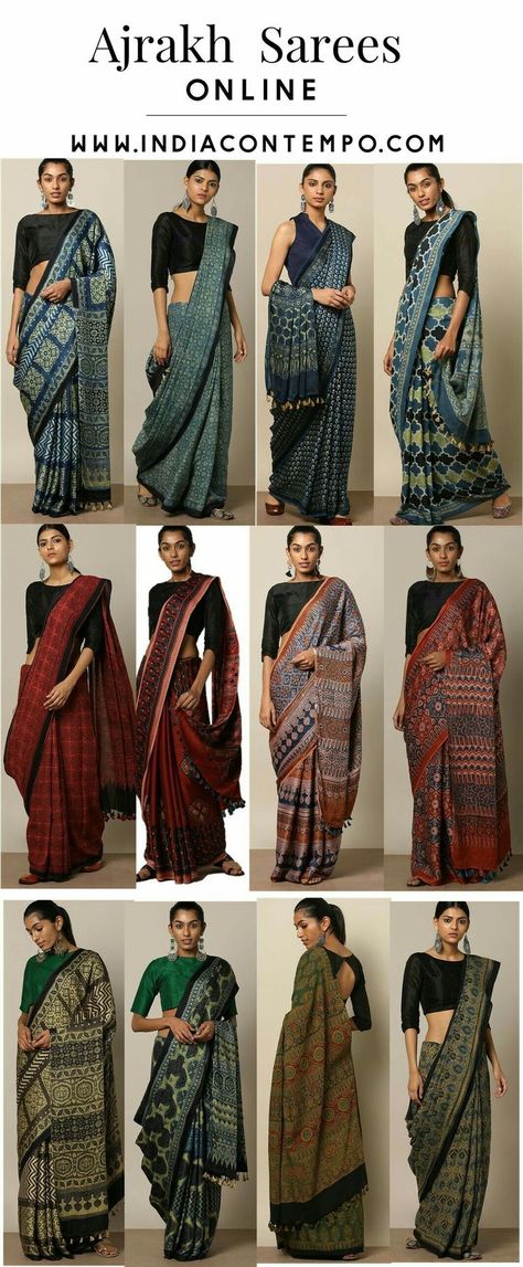 Fashion Design Business, Ajrakh Sarees, Saree Wearing Styles, Indian Sari Dress, Saree Draping Styles, Saree Draping, Fashionable Saree Blouse Designs, Trendy Outfit Ideas, Modern Saree