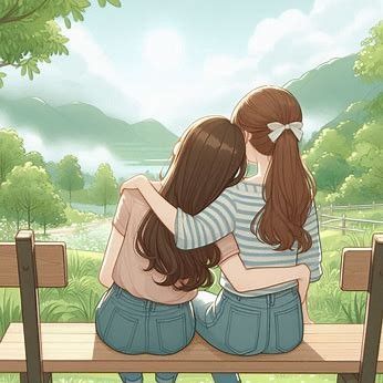 Bestie Cartoon Pic, Sisters Hugging Aesthetic, Two Anime Friends, Hugs Aesthetic Friends, Sister Cartoon Images, 2 Friends Dp, Bff Drawing Ideas, Besties Drawing Best Friends, Best Friend Pictures Cartoon