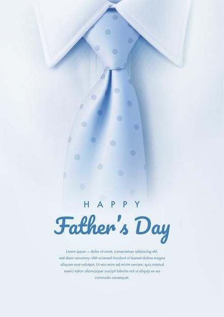 Fathers day greeting card with blue tie Premium Vector