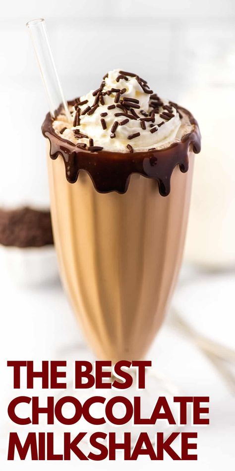 Easy Chocolate Milkshake Recipe, Chocolate Ice Cream Milkshake, Homemade Milkshake Recipe, Chocolate Milkshake Recipe, Chocolate Shake Recipe, Yummy Milkshake Recipes, Malt Milkshake, Milkshake Recipe Easy, Homemade Milkshake