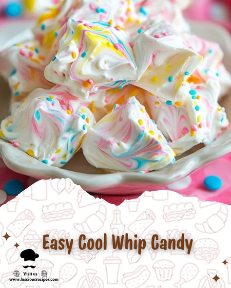 Indulge in the ultimate homemade treat! Easy Cool Whip Candy combines creamy peanut butter, fluffy Cool Whip, and rich chocolate for irresistible bites. Snacks With Cool Whip, What To Do With Cool Whip, Easy Cool Whip Candy With Pudding, Things To Do With Cool Whip, Easy Cool Whip Candy, Fluff Recipes Cool Whip, Jello Fluff Cool Whip, Jello And Cool Whip Recipes, Cool Whip Desserts Easy