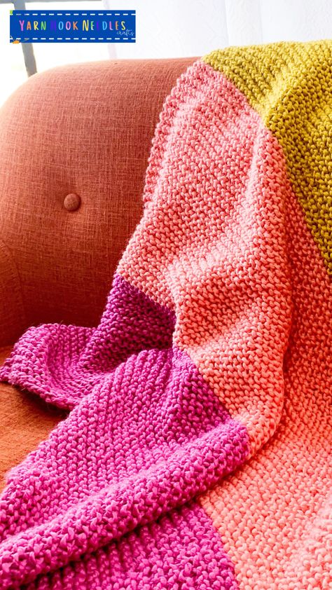 The BEST Knit Blanket Pattern for Beginners! Large Knit Blanket Pattern, Easy Chunky Knit Blanket Pattern Free, Blanket Yarn Knitting Patterns, Simple Knitted Blanket, Lap Blankets For Elderly Free Pattern Knitted, Knitted Lap Blankets Free Pattern, Chunky Yarn Knitting Patterns, Knitted Blanket Patterns Free, How To Knit A Blanket