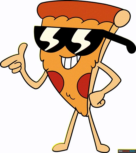 Cartoon Food Drawing, Pizza Drawings, How To Draw Pizza, Pizza Food, Drawing Of Pizza, Pizza Drawing Easy, Eating Drawing, Pizza Doodle, Pizza Character