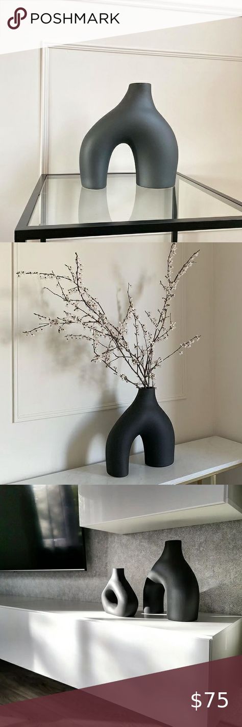 H&M Home Stoneware Black Vase H M Home Decor H&m, H M Home Decor, Long Stem Flowers, Hm Home, Tall Vase, Black Vase, H&m Home, Stoneware Vase, Tall Vases