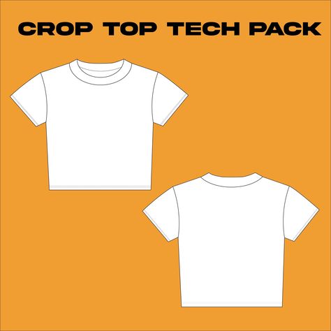 A Classic Crop Top TechPack Design This is a simple yet detailed tech-pack with very minimal effort needed to complete. This tech-pack includes the perfect size spec sheet you will need to make a sample and to provide to your manufacturer.  The only things you will need to do: 1.  Fill out your brand's description and size measurements 2. Customize the colours you want for your crop top The techpack includes: Two A.I & PDF Files & 1 MOV. File that shows you how to use the Live Paint Bucket Tool Cropped Fitted Tee, Crop Top Template, Crop Tops Designs, Crop Top Mockup, Tshirt Crop Top, Mock Up T Shirt, Plain Crop Tops, Crop Top Design, Crop Design