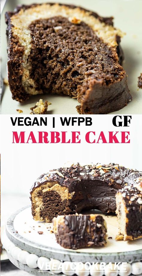 Vegan Marble Cake, Flourless Cakes, Vegan Cupcake Recipes, Vegan Gluten Free Cake, Plant Based Dessert Recipes, Chocolate Marble Cake, Wfpb Diet, Hclf Vegan, Gluten Free Snack