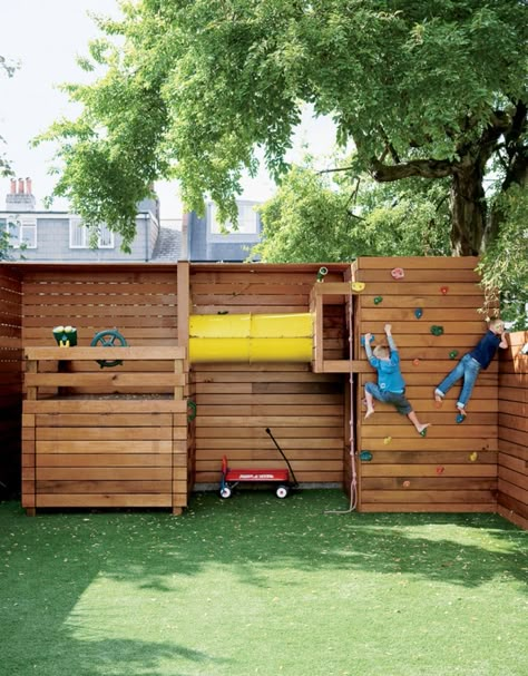 There is a real balancing act for families with young kids who prefer modern styles of decorating. You definitely want your home to feel welcoming and kid Bbq Garden, Playground Landscaping, Outdoor Play Space, Play Area Backyard, Diy Playhouse, Outdoor Play Area, Kids Outdoor Play, Play Structure, Backyard Playground