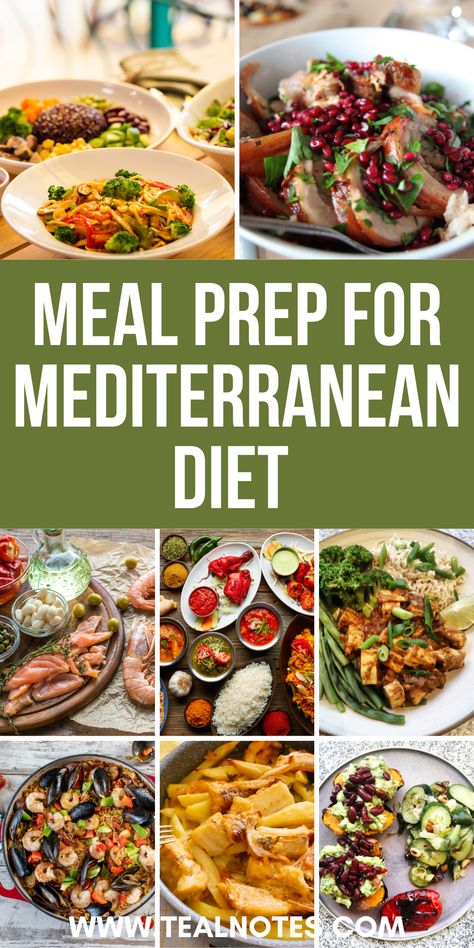 Simplify your healthy eating with these Mediterranean-inspired meal prep recipes. Discover a variety of nutrient-dense dishes, from roasted veggie quinoa bowls to grilled chicken with lemon-herb couscous. Enjoy the benefits of the Mediterranean diet while saving time with this convenient meal prep guide. Low Carb Mediterranean Diet Meal Plan, Mediterranean Diet Mexican Recipes, Mediterranean Make Ahead Meals, Mediterranean Food Prep, Mediterranean Shopping List For Beginners, Weekly Mediterranean Meal Plan, Mediterranean Diet Meal Planning, Mediterranean Diet For Diabetics, Gluten Free Mediterranean Diet Recipes