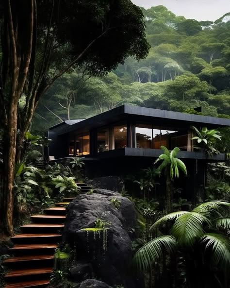 Black Modern House, Jungle House, Architect House, Forest House, Luxury Homes Dream Houses, Home Lifestyle, Design Your Dream House, Dream House Exterior, Dream Houses