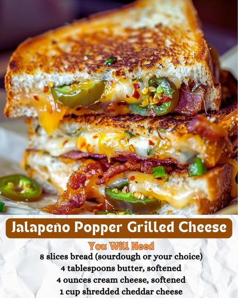 The Recipe Mingle | Just made this mouthwatering Jalapeño Popper Grilled Cheese | Facebook Popper Grilled Cheese, Jalapeno Popper Grilled Cheese, Grilled Cheese Recipe, Divas Can Cook, Bread Sourdough, Jalapeno Popper, Grilled Cheese Recipes, Diy Desserts, Healthier Food